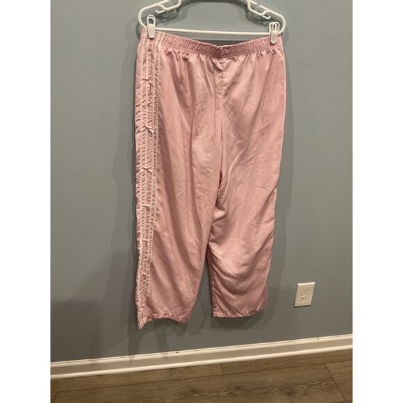 Sunday Retreat Womens Satin Track Pants Size XL Pink Coquette Bow Lace Kidcore - Picture 4 of 7